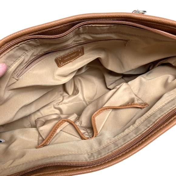 bag tote NINE WEST 10x16x4 canvas faux leather vegan shoulder straps - Picture 11 of 15